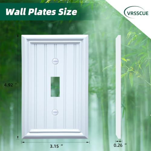 White Natural Material Single Toggle Light Switch Cover Plates(4-Pack) - size: Single Switch