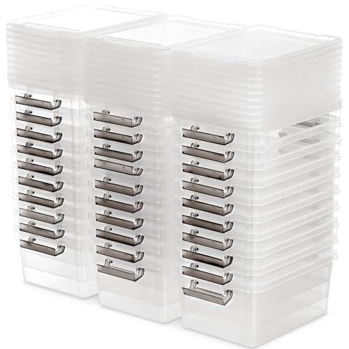 Citylife 30Packs 1.3Qt Small Storage Bins with Lids,Stackable Clear - color: Clear White, size: 1.3 QT(30 Pack)