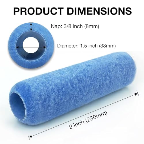 Great Andrew 18 Pack Paint Roller Covers 9 Inch 3/8" Nap - size: 18 PCS, 9-In