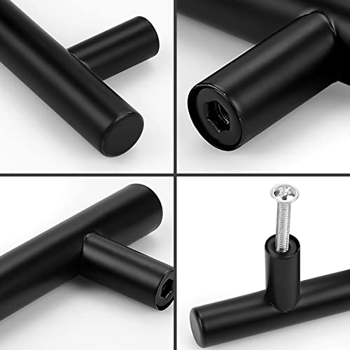 Probrico (5 Pack 2-1/2 inch Center-to-Center Black Bar Cabinet Pulls, 2 1/2 inch Drawer Pulls, Modern Cabinet Hardware Kitchen Cabinet T Bar Handles Dresser Knobs Set - color: Black, size: hole center 2-1/2"