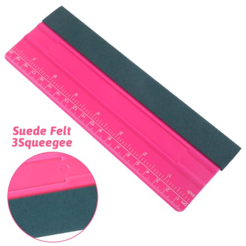 Wallpaper Smoothing Tool, Professional Vinyl Squeegee with Ruler | Felt Squeegee for Vinyl Decals Sticker Paper Wallpaper Window Film Tools (Pink, 8inch) - size: 8inch