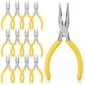 5" Needle Nose Pliers 12 Pack Small Long Nose Pliers with Wire Cutters Spring Loaded Thin Needle Noses Plier for Jewelry Making and Wire Bending, Electronics, Craft, Beading