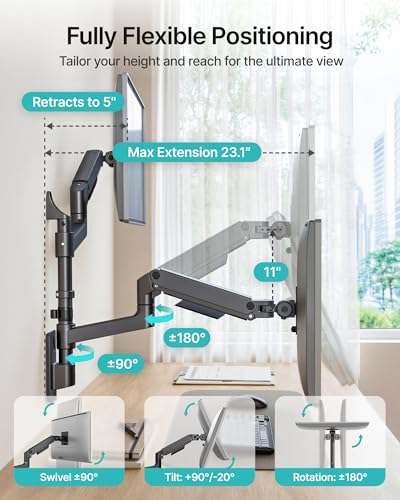 Dual Wall Mount Monitor Arm for 17-49" Ultrawide Screens - size: Dual