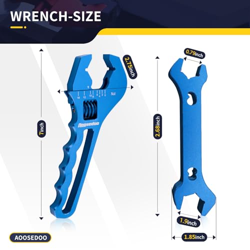 Adjustable AN Fittings Wrench AN Wrench for Hose Fitting Adapters AN Fitting Tool 3AN-16AN Lightweight Aluminum, Blue. With a Double Hose End Fittings Wrench 6AN Socket-AN8 B-nut Blue - color: Blue & Blue
