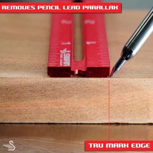 RED Tail Offset Ruler, Woodworking Straight Edge, 8”