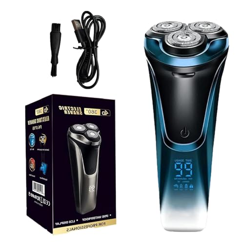 Snapbuy Electric Razor for Men,4D Floating Head Rotary Shaver,Snapbuy Electric Razor Pro of Father,Ipx7 Waterproof,Wet & Dry Fast Charging Electrical Shaver LCD Display(Blue) - color: Blue