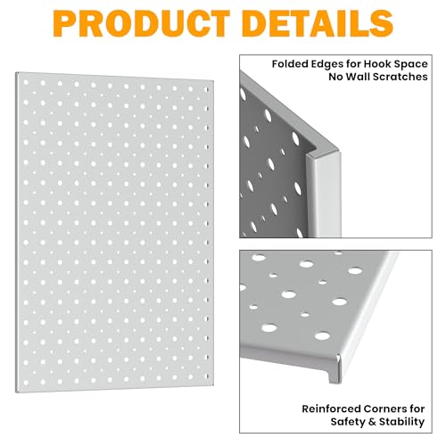 Pegboard Smith Metal Pegboard Panels, 16" x 12" Heavy-Duty Steel Wall Peg Boards for Garage Tool Storage, Pegboard Organizer System (Pack of 3, Gray) - color: Gray