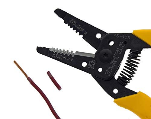 IDEAL Electrical 45-416 Premium Reflex T-6 Stripper - 14-26 AWG, Wire Stripper with Thumb Rest, Plier Nose, Slide Lock, Textured Grips - size: 14-24 AWG Solid