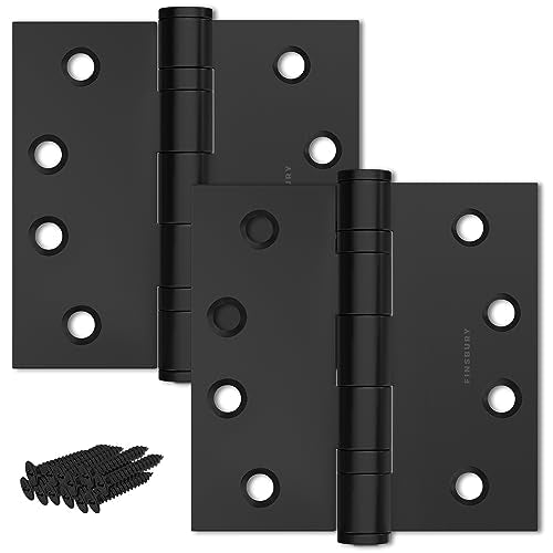 Door Hinge Ball Bearing 4 x 4 Inches Solid 304 Steel Durable Heavy Duty Machined NRP Architectural Grade Mortise Hinges - Set of 2 Matte Black Door Hinges (Flat Black)