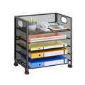 Simple Trending 5-Tier Paper Tray Organizer, File Organizer for Desk, Black - size: 13" x 9" x 13"