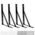 4 Pack L12 x H 8" Heavy Duty Shelf Brackets with Screws Open Floating Shelving Bracket L Brackets Black Metal Shelf Brackets for Shelves, Room, Pantry,Garage - size: L 12" x H 8" x W 1", style: 4 Pack-Black