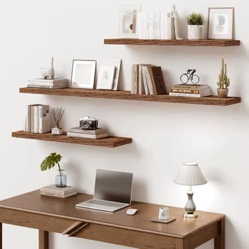 Vivelove 10x10 Inches Floating Shelves Wall Mounted Set of 2, Rustic Brown - color: Rustic Brown, size: 10.2”wx10.2”dx1.5”h