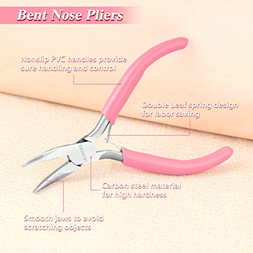 5-Inch Bent Chain Nose Pliers for Jewelry Making - Mini Bent Nose Pliers with Smooth Jaws, Ideal for Creating Bracelets, Earrings and Necklaces - style: Bent Nose Plier