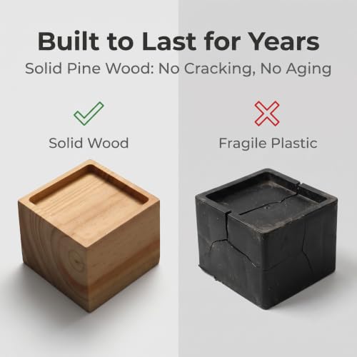 Lufia 3 Inch Solid Pine Wood Furniture Risers 4 Pack, 2000 LBS Silicone Non Slip Lift Blocks for Bed Sofa Desk Cabinet - color: Natural Wood - 4-pack, size: 3 Inch