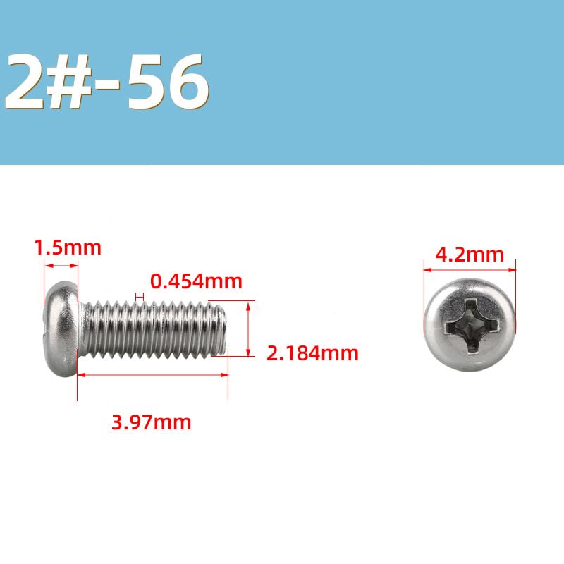 2#-56 x 1/2" Machine Screws, Phillips Pan Head, 100 Pack - size: 2#-56 * 1/2" 100pcs