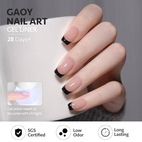 GAOY Black Swirl Gel Nail Polish Art Liner, 12ml Classic Color - color: Classic Black