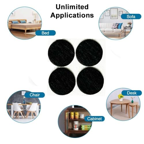 48pcs Self-Adhesive Black Felt Furniture Pads, 1" Round Floor Protectors - color: Black