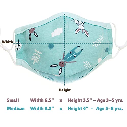 Tub Cubby Cute Face Masks for Kids | 3-Pack | 100% Cotton | Fun Animal Prints