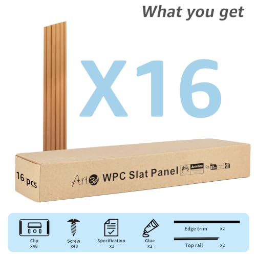 Art3d 48 x 6 Inch WPC Slat Wall Panels, 3D Wall Accents, 16-Pack, Boxwood | Real Wood Grain, Durable, Water Resistant, Wear-Resistant, No Emission, Eco-Friendly, Easy to Care, for Living Room, Bedroom - color: Boxwood, size: 48" * 6"