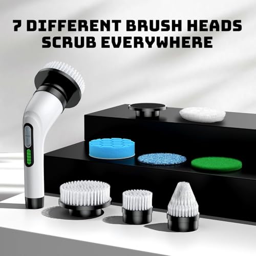 Electric Spin Scrubber for Bathroom: Shower Scrubber with Long Handle