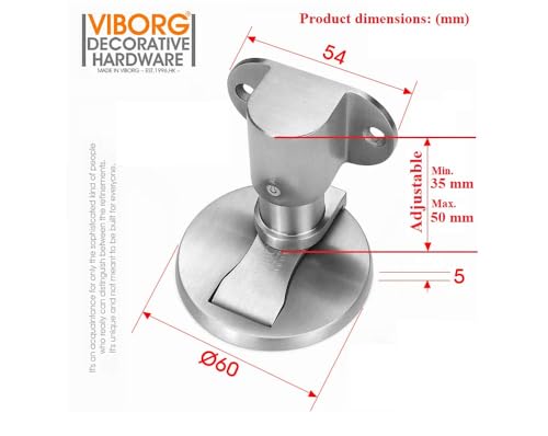 VIBORG Deluxe Solid SUS304 Stainless Steel Casting Adjustable Floor Mount Mounted Magnetic Door Stopper Doorstop Door Stop, RS-40F (1)