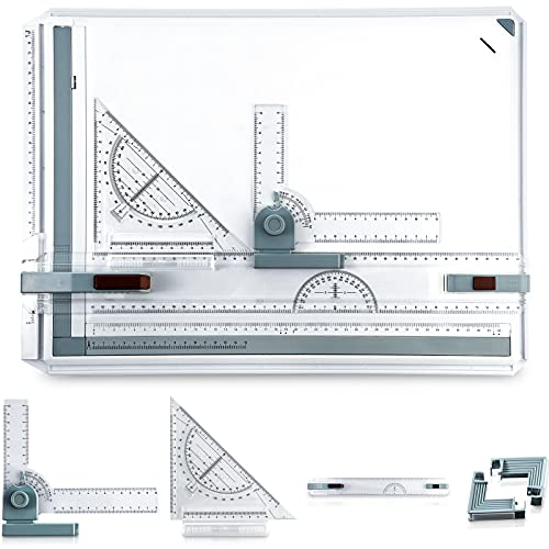 Zonon A3 Portable Drawing Board, Multi-Function Metric Drafting Table Drafting Board with Clear Rule Parallel Motion and Angle Adjustable Measuring System(A3) - size: A3