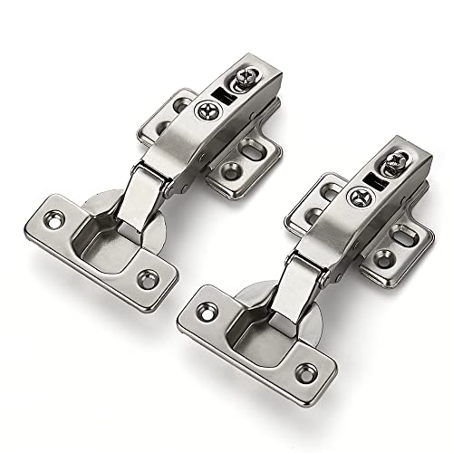 Ravinte European Kitchen Cabinet Hinges, Soft Close, Full Overlay, 10 Pack | 5 Pairs, Satin Nickel, Cabinet Door Hinges, Adjustable Concealed Cabinet Cup Style, Heavy-Duty for Frameless Door - size: Full Overlay