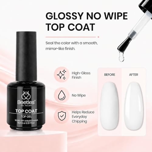 Beetles 3Pcs 15 ml White Gel Nail Polish with Gel Base and Top Coat Set - color: A-White-3