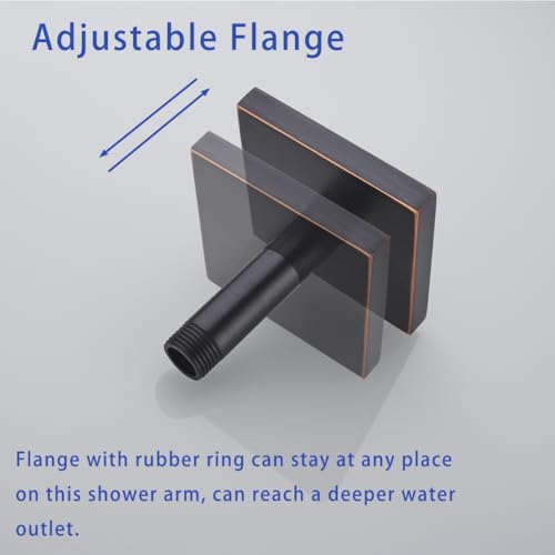 Shower Head Extension Arm Wall Mounted Tube Rainfall Shower Tube Replacement Pipe Parts Stainless Oil rubbed bronze,SW-91038-4-ORB-SQ. - color: Right Angled Square Flange-4" Oil Rubbed Bronze
