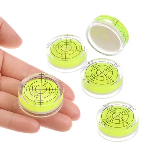 5pcs Small Circular Bubble Spirit Levels - [12mm Diameter 6mm Thickness] Mini Round RV Level Leveling Tools for Travel Trailer Turntable Camera, Lime - color: Lime, size: 12mm x 6mm