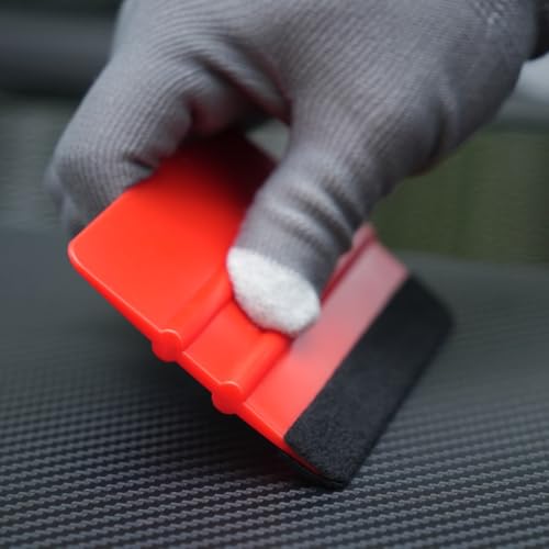 2-Pack Felt Edge Squeegee Tool for Vinyl Wrap & Wallpaper Smoothing, Plastic Scraper with Replacement Fabric Felts, Anti-Scratch Applicator for Car Window Tint, Glass Film & Craft Decals - color: Red