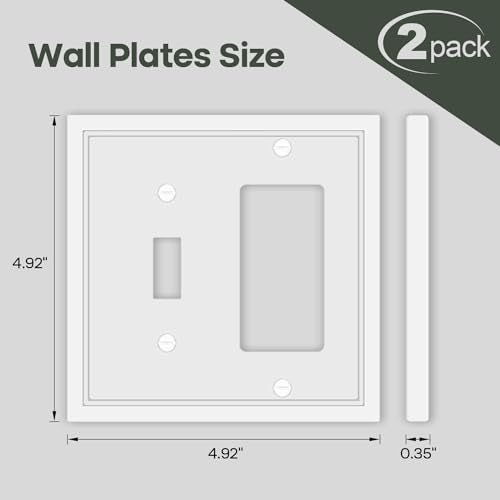 1 Toggle/1 Decorator Combo Light Switch Cover Plates - 2 Pack - size: 2 Gang Toggle/ Decorator