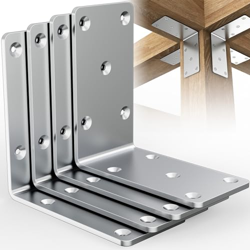 5"x5"x2.5" Steel L Brackets Right Angle Bracket for Wood Structures - size: （4PCS）Silver