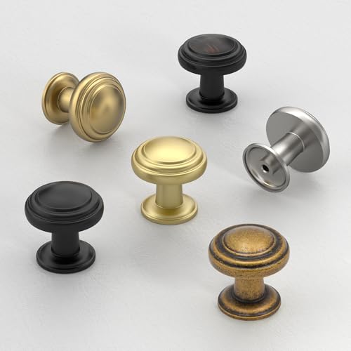 Amerdeco 10 Pack Brushed Gold Cabinet Knobs Single Hole Cabinet Pulls 1 Inch Drawer Knobs for Bathroom Cabinets ZH0086 - color: Brushed Gold, size: 1" Single Hole