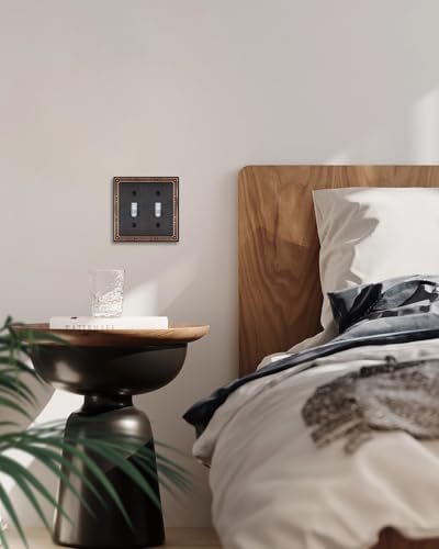 Switch Plates Outlet Covers, 2-Pack Aged Bronze Metal Wall Plates - color: Aged Bronze, size: 2 Toggle 2PK