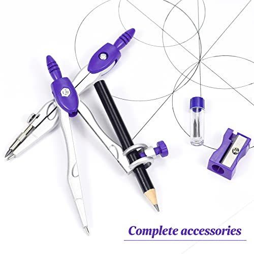 Unjoo Math Geometry Set 10 Pcs, Compass and Protractor for Students(Purple - color: Purple1