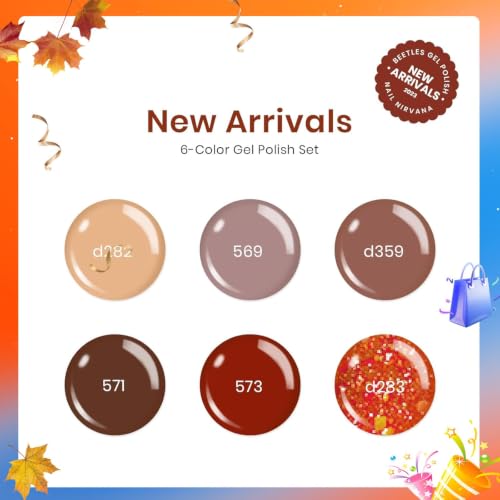 Beetles Fall Gel Nail Polish Set - Orange Brown Burgundy Gel Polish - color: A - Orange Brown Burgundy | Caramel