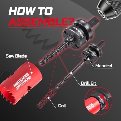 Geinxurn 1-3/8 Inch(35mm) Hole Saw, 2PCS HSS Bi-Metal Hole Saw Kit with Shark Tooth Hole Cutter for Wood,Drywall, PVC Boards and Thin Metal - color: 2 PCS 1-3/8"