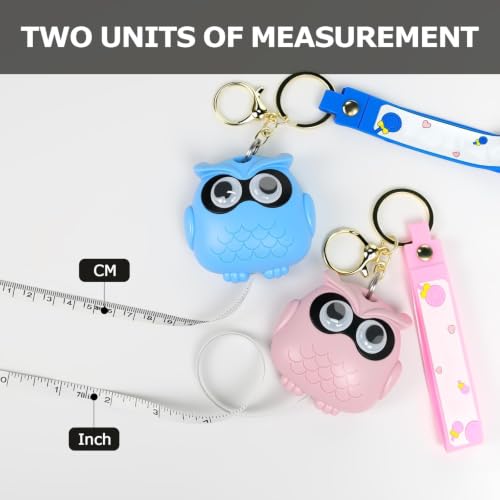 Cute Pink Owl Fashion Measuring Tape 79", Sewing Gifts w/Keychain - color: A20-Pink Owl