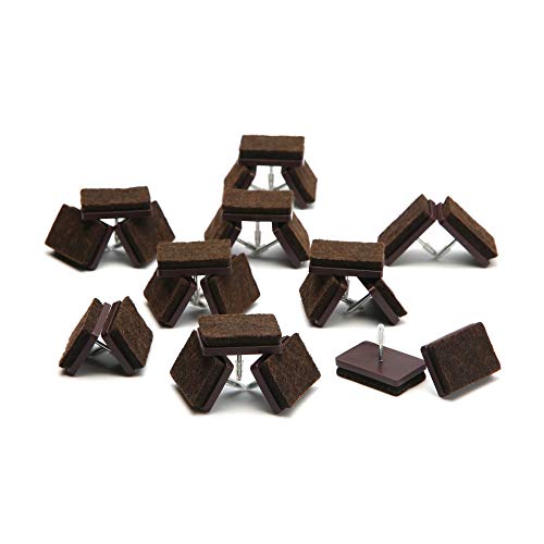 Nail on Felt Pads Furnigear Furniture Pads Nail- Floor Protectors for Furniture Legs 24Pack Chair Felt Pads for Hardwood Floors(1X1-1/2, Rectangle) - size: 1x1-1/2" (Rectangle, Brown)