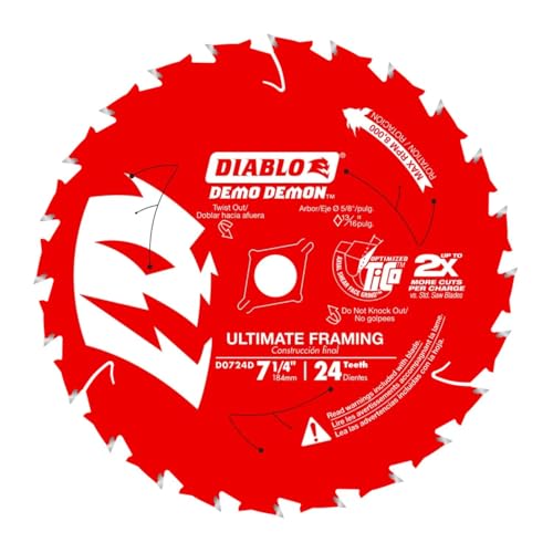 Diablo Demo Demon Framing/Demolition Saw Blade - 7-1/4" x 24-Tooth - size: 7-1/4" Dia x 24T x 5/8" Arbor, style: Framing/Demolition
