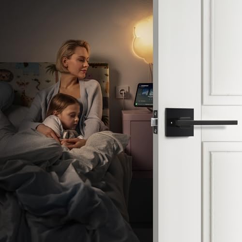 Orger 5 Pack Privacy Door Handle Matte Black Keyless Interior Door Lock for Bed and Bath, Modern Door Lever with Square Rose Reversible for Left & Right, Stainless Steel Door Lever Handle - color: Black, size: Privacy