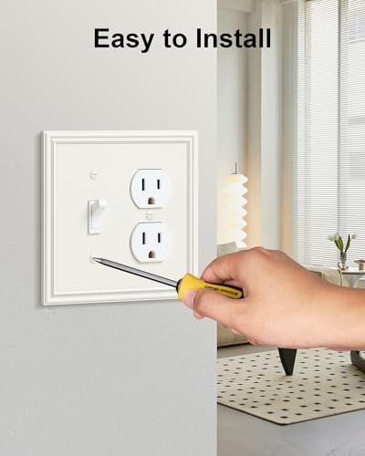 2-Pack Zinc Alloy Combo Toggle/Duplex Light Switch Cover Plate - color: Light Almond, size: 1 Toggle/1 Duplex 2PK