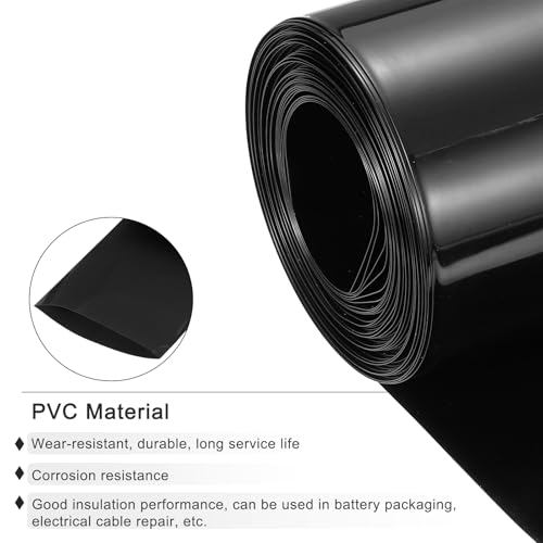 MECCANIXITY PVC Heat Shrink Tubing 48mm Dia 75mm Flat 33Ft Black - color: Black, size: 48mmx75mmx10m