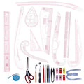 Acrylic Sewing Ruler Set，French Curve Pattern Rulers Kit for Tailors Designers Precision Pattern Making Guides Quilting and DIY Supplies (Ruler Set 4-15Pcs) - color: Pink Ruler Set 4-15Pcs