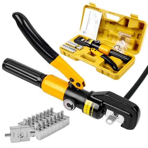 YUZES 10-Ton Hydraulic Crimping Tool, 12 to 2/0 AWG Battery Cable Crimper