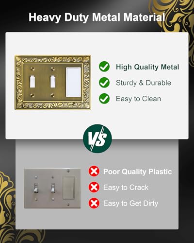 2-Pack Paisley Combo Double Toggle/Single Decorator Outlet Cover Plate - style: 2 Toggle/1 Decorator 2PK