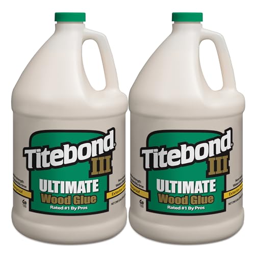 Titebond III Ultimate Wood Glue 1 Gal. (2 Pack) – Premium Professional Woodworking Adhesive, Waterproof, Strong Initial Tack, Interior/Exterior Use, Easy Water Cleanup – 1416 - size: 128 Fluid Ounce (2 Pack)