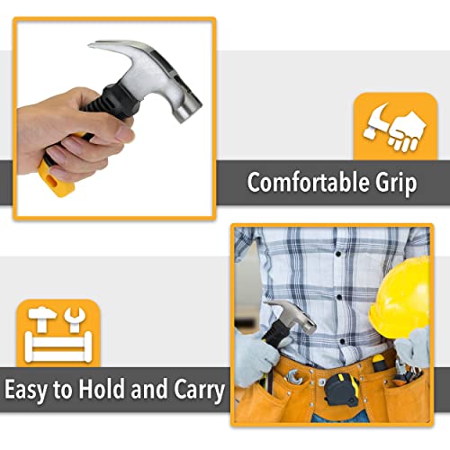 Mr. Pen- Claw Hammer, 8oz, Yellow, Magnetic, Small Claw Nail Hammer - color: Yellow