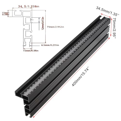 75 Table Saw Fence for Woodworking Accessories, T-Track Miter Saw Fence with Laser Measure - Fits Portable Table Saws, Band Saws and Cabinet Saws (Fence Only) - color: Black